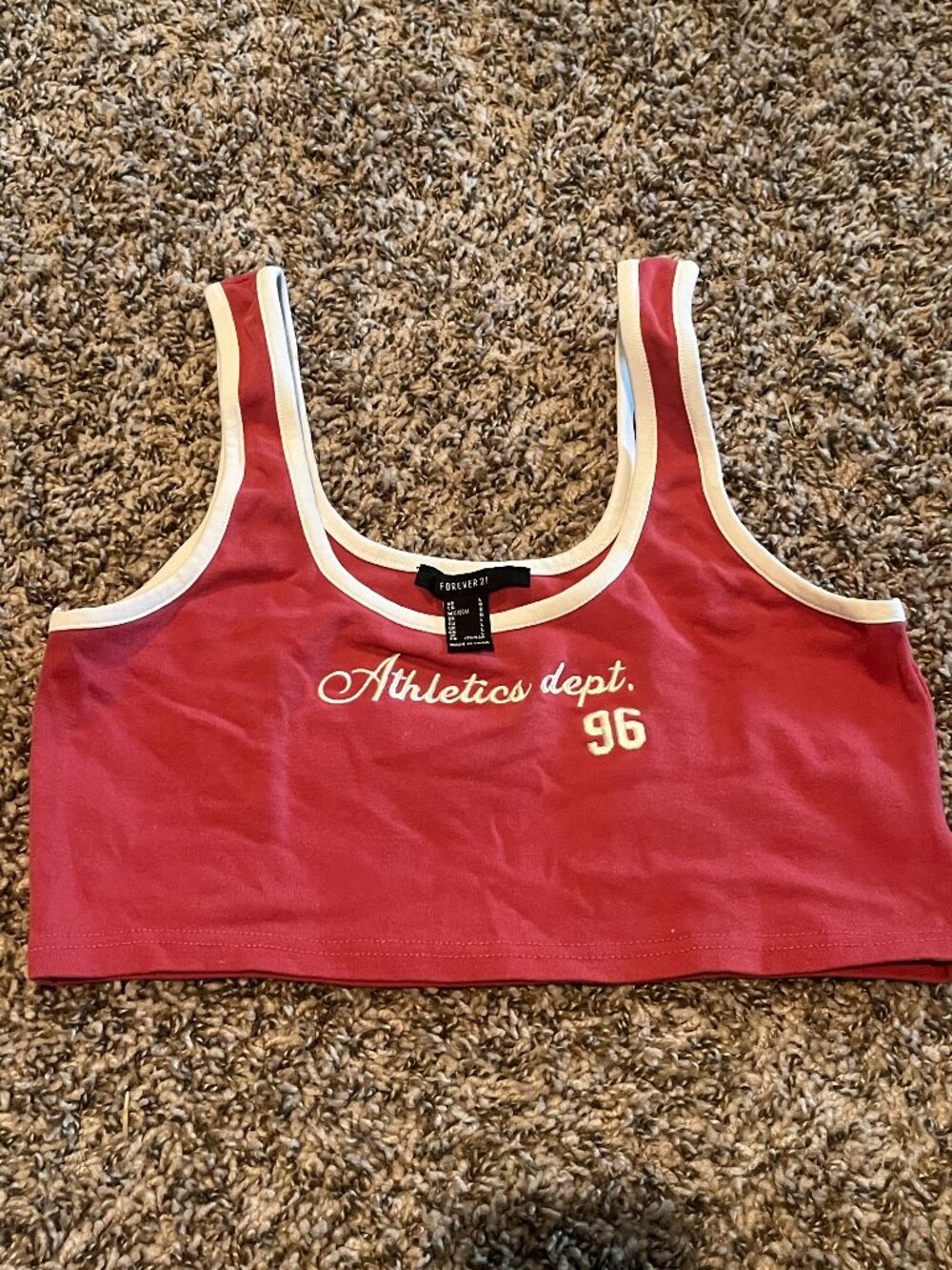 Forever 21 Red Athletics Dept 96 Cropped Tank Top Size L